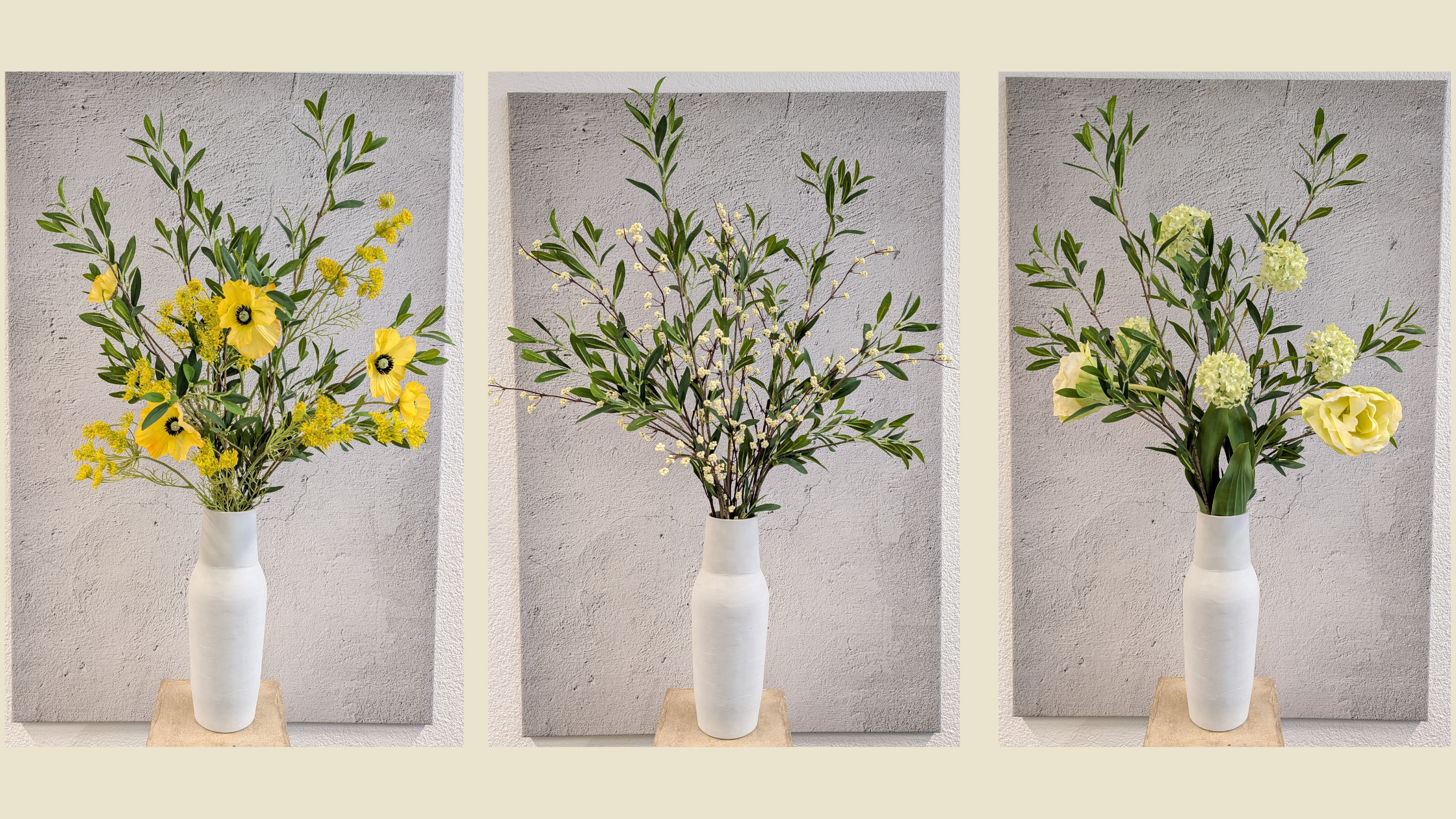 1 Kunstblumen Zweig, Basis für 3 stylische Bouquets