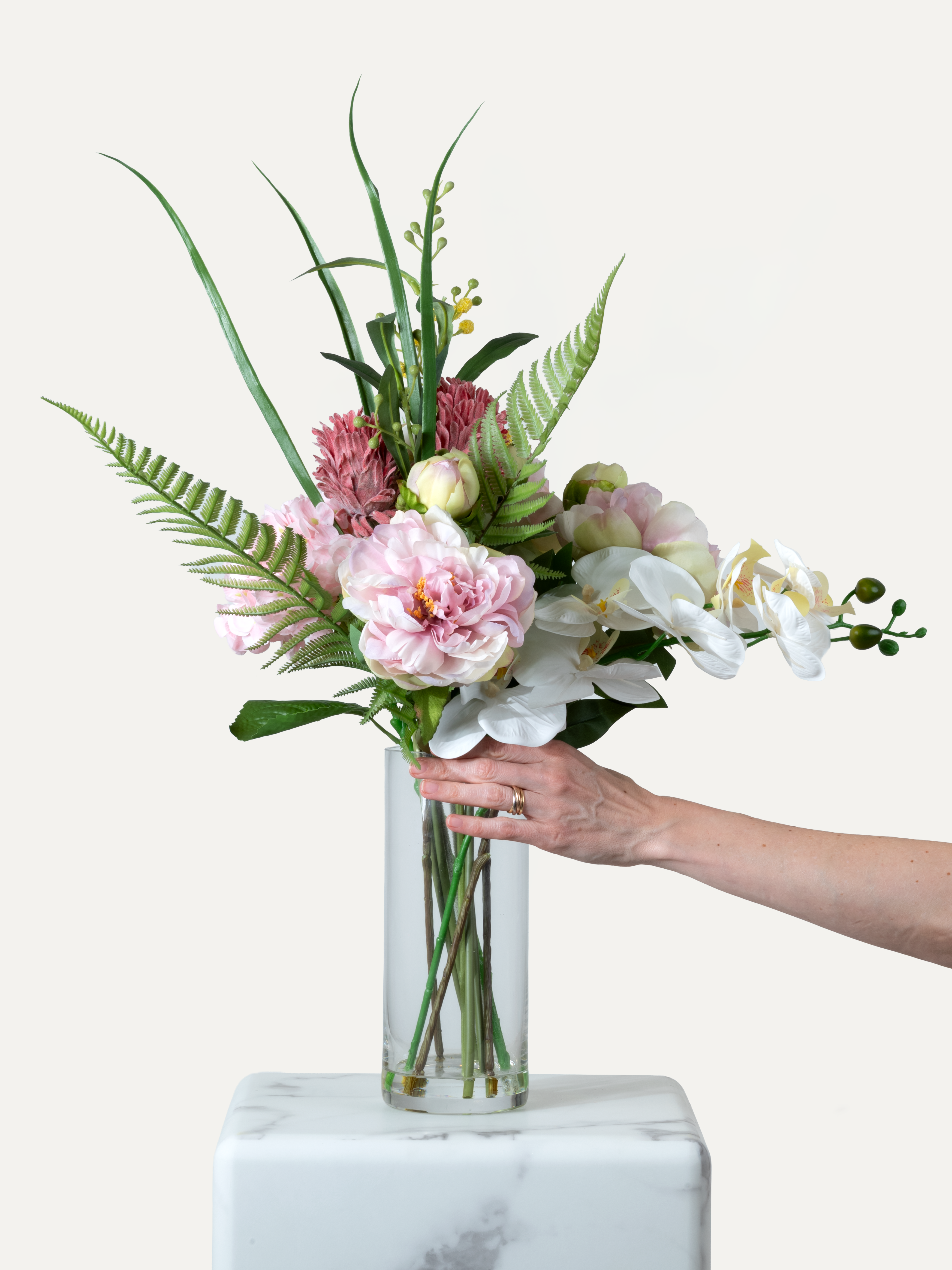 Bouquet "Valencia Pink" inkl. Vase - Grösse M